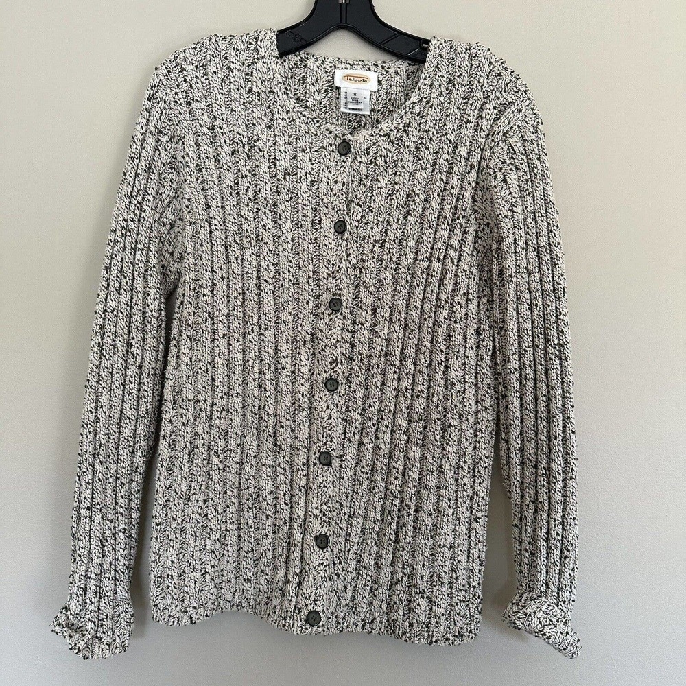 Talbots Grey Cardigan Silk Cotton Size M
